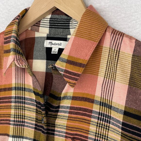MADEWELL Shirt Women S Flannel Classic Ex-Boyfriend Seconda Plaid Button Up Pink - Picture 6 of 14
